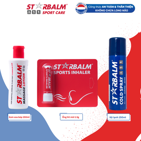 Bộ Starbalm Gồm 3 Sản Phẩm Xịt Lạnh, Kem Xoa Bóp và Ống Hít Mũi Starbalm