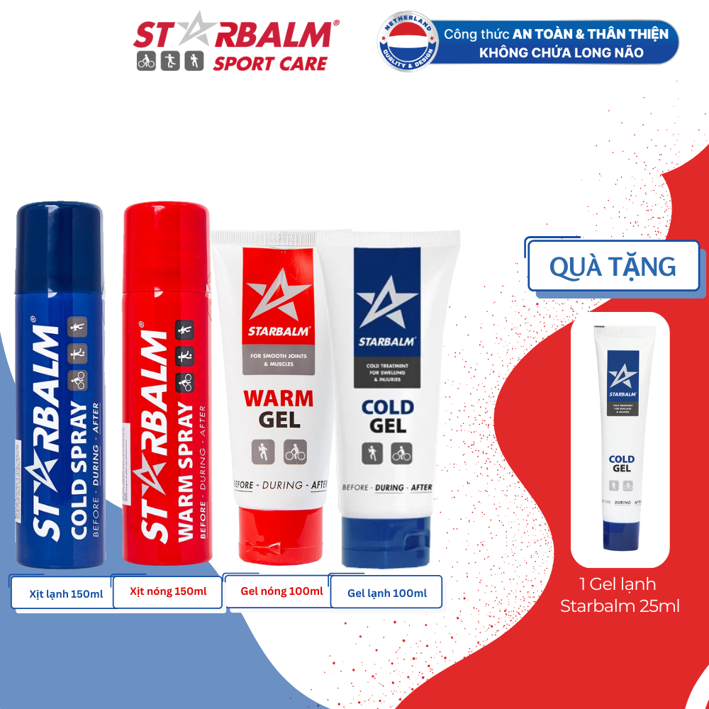 Bộ STARBALM Bảo Vệ Cấp Tốc Với Xịt Nóng, Xịt Lạnh, Gel Nóng, Gel Lạnh Nhanh Chóng, Hiệu Quả