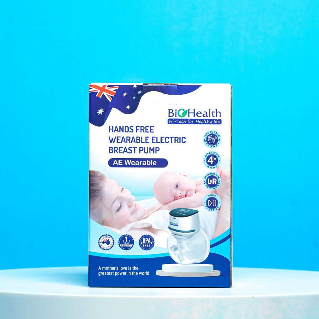 Máy Hút Sữa Rảnh Tay 1 Bình BioHealth AE WEARABLE, Nhỏ Gọn, Phễu Thảo Rời Dễ Chọn Size