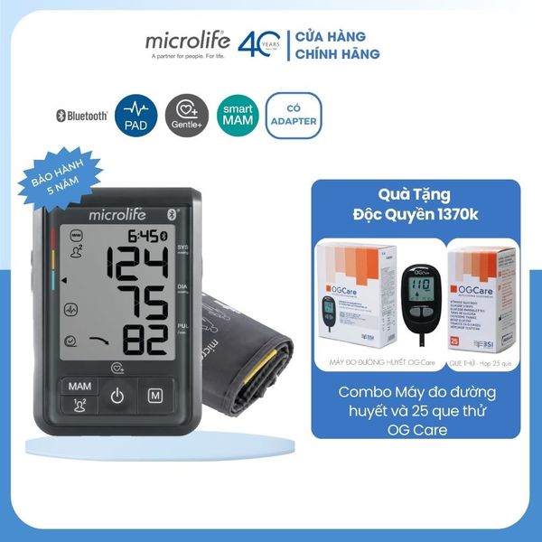 Máy Đo Huyết Áp Bắp Tay Microlife B3 BLUETOOTH, Kèm Quà Tặng Máy Đo Đường Huyết OG Care