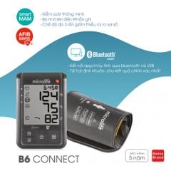 Máy Đo Huyết Áp Bắp Tay Microlife B6 ADVANCED CONNECT, Cảnh Báo Rung Nhĩ 1 Lần Đo, Kết Nối Điện Thoại & Máy Tính