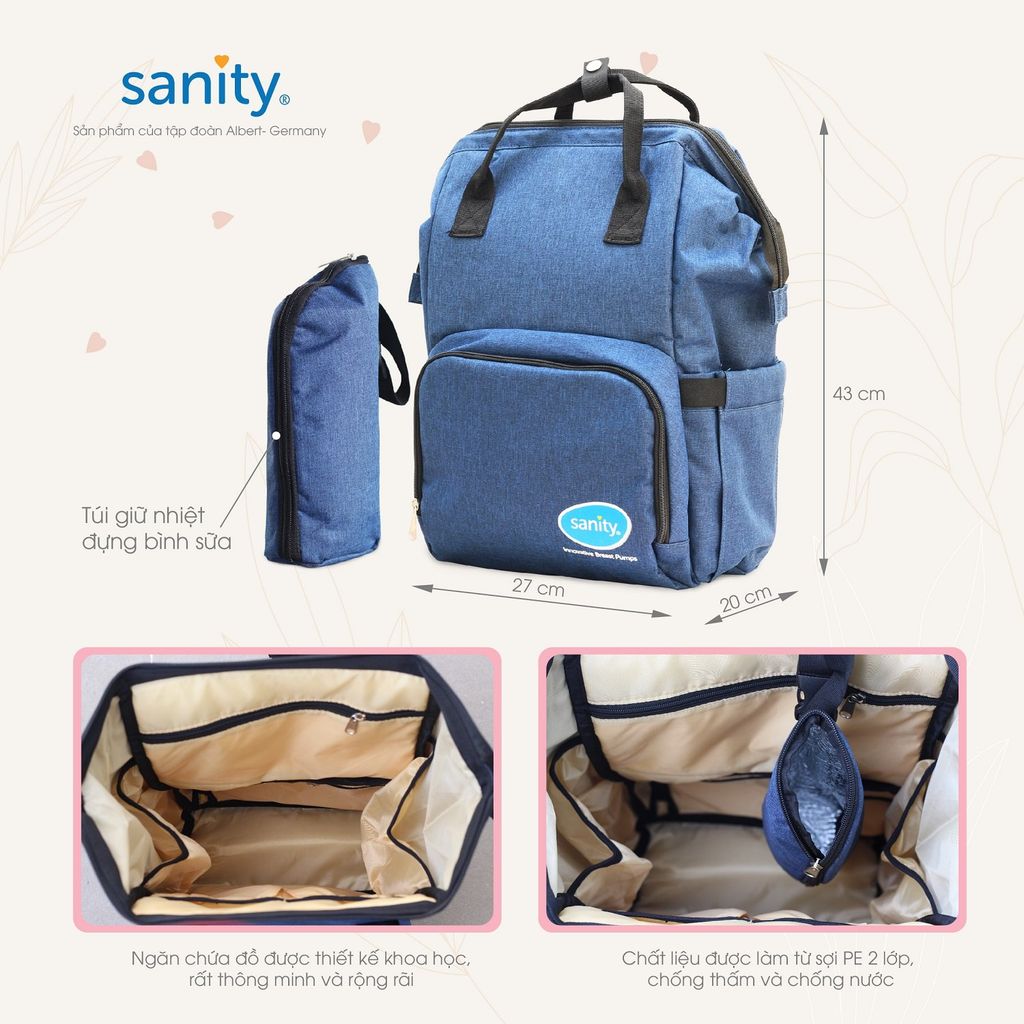 Bộ quà cho mẹ  trị giá1.100.000đ gồm Máy hâm sữa đôi BH9210 550k, Ba lô bỉm sữa Sanity 500k, Túi trữ sữa Sanity 50k
