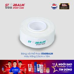 Băng vải thể thao STARBALM màu trắng 2,5cm x 5m & 3,8cm x 10m
