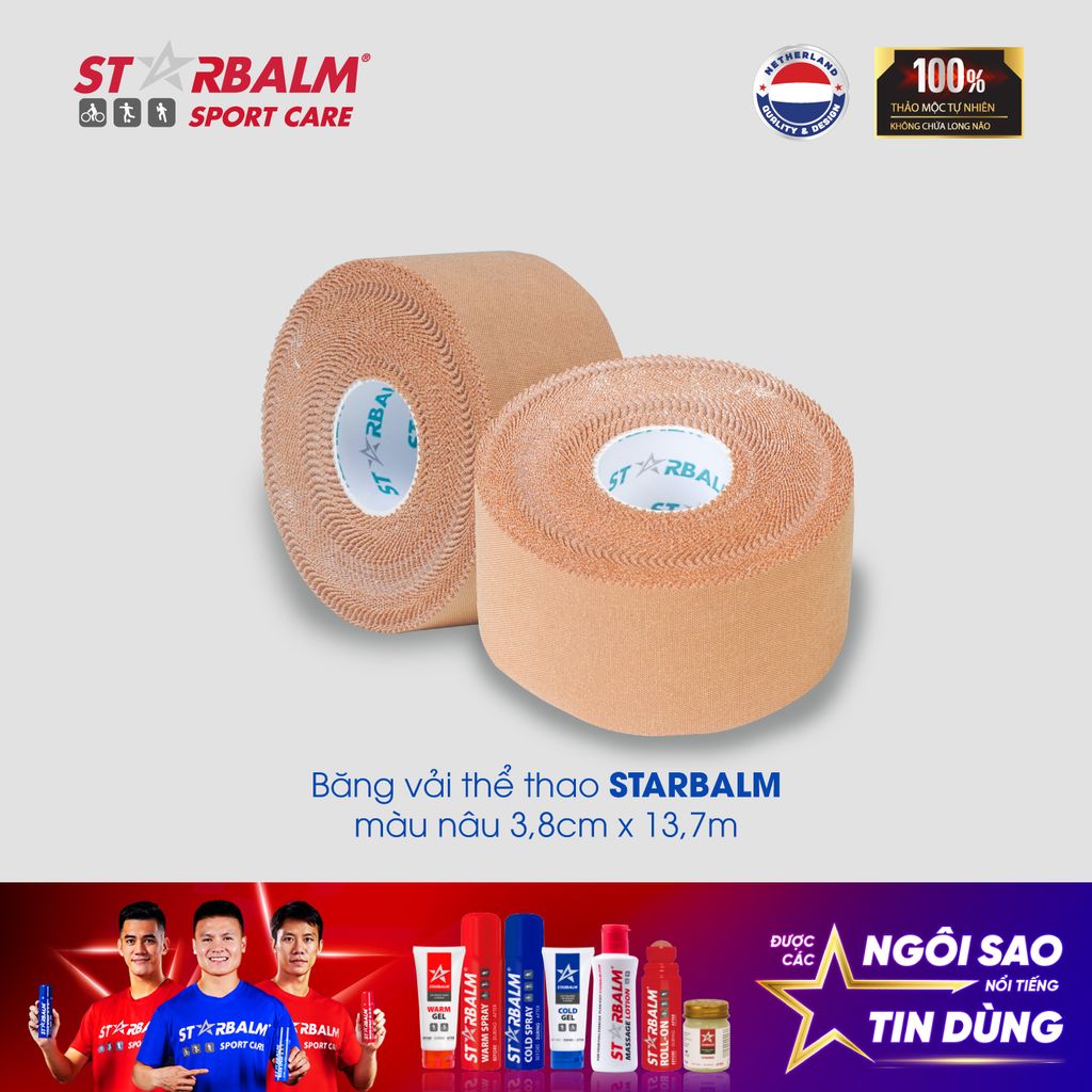 Băng vải thể thao STARBALM màu nâu 3,8cm x 13,7m