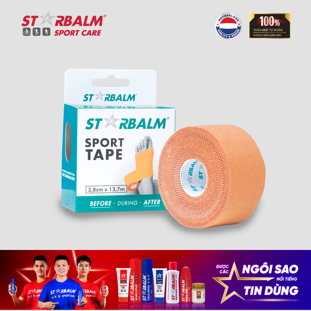 Băng vải thể thao STARBALM màu nâu 3,8cm x 13,7m