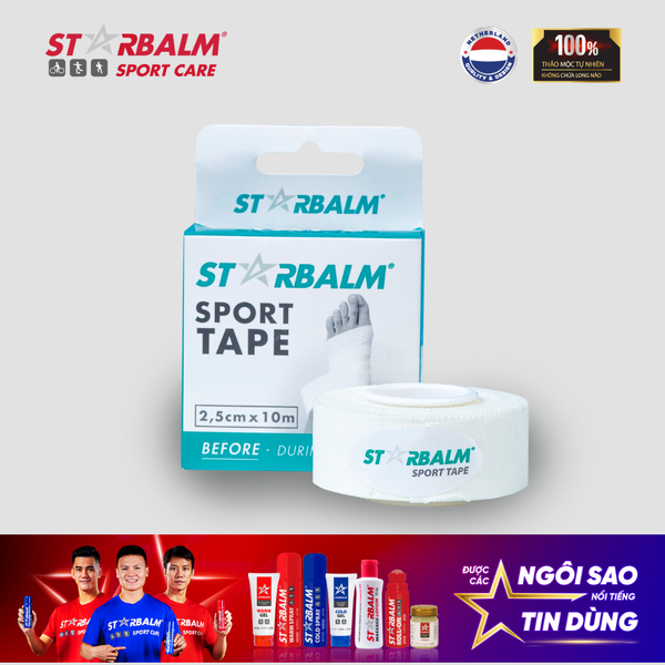 Băng vải thể thao STARBALM màu trắng 2,5cm x 5m & 3,8cm x 10m