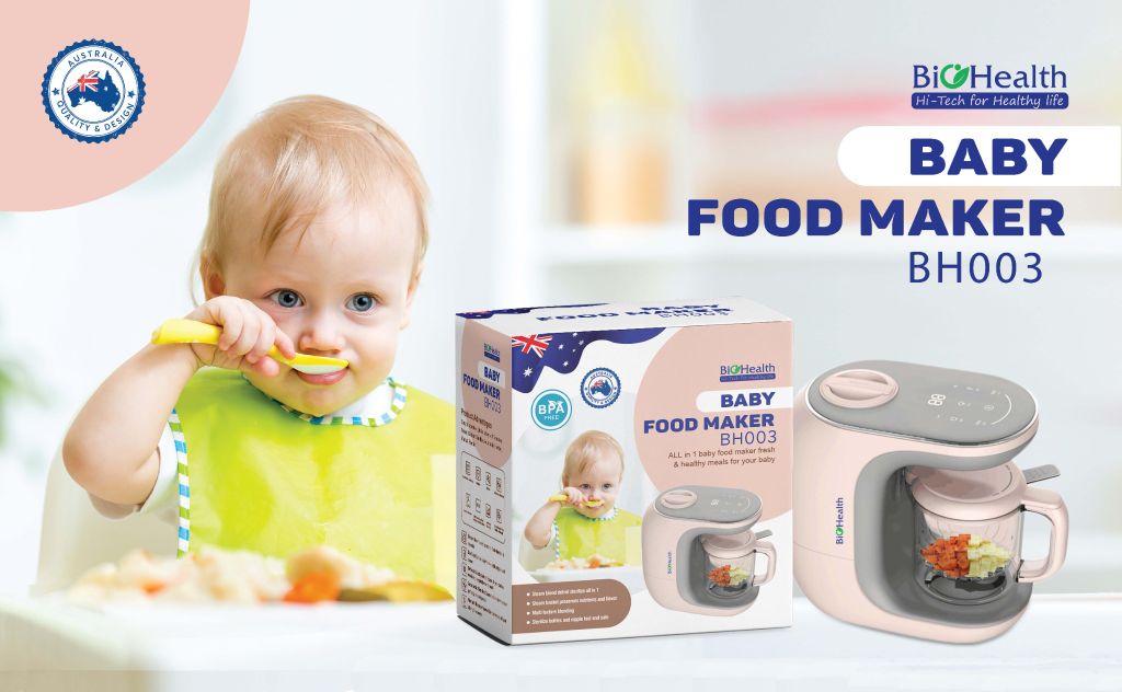 Máy Làm Thức Ăn Dặm Đa Năng Biohealth BH003, Hấp, Xay, Rã Đông, Khử Trùng
