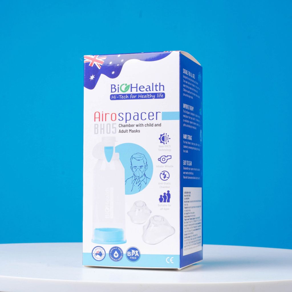Buồng Đệm Khí Dung Van 2 Chiều  Biohealth - BH05, Hỗ Trợ Bệnh Hen Suyễn Khi Điều Trị Với Thuốc