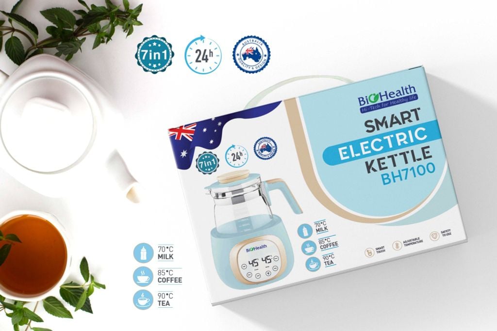 Bình đun nước nóng đa năng Biohealth BioHealth BH7100, giữ ấm 24h, khử clo, tiện lợi cho mẹ và bé