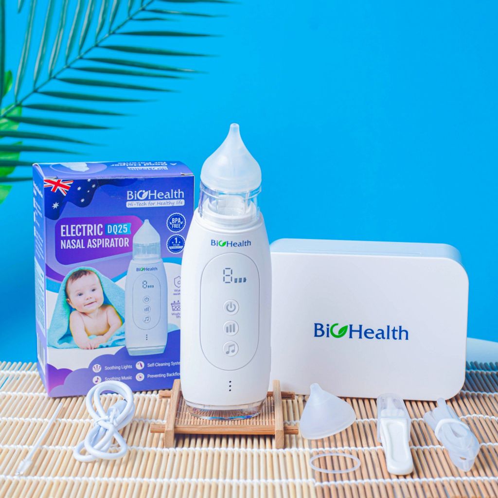 Máy Hút Dịch Mũi BioHealth DQ25 - Bản Nâng Cấp Mới Nhất - Có Nhạc, Tự Làm Sạch Sau Mỗi Lần Hút