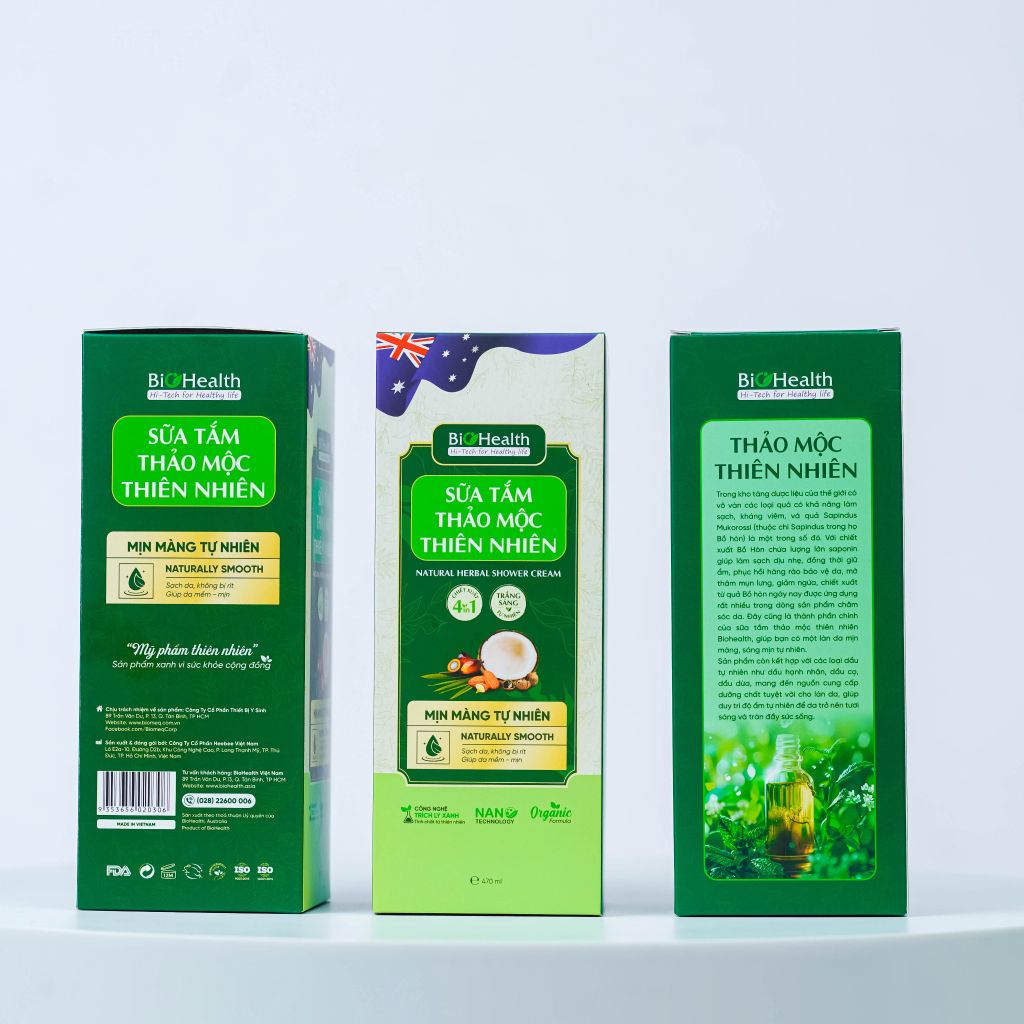 Sữa Tắm Thảo Mộc Thiên Nhiên Biohealth Làm Mịn Màng Da Khô, Giảm Mụn Lưng 470ml