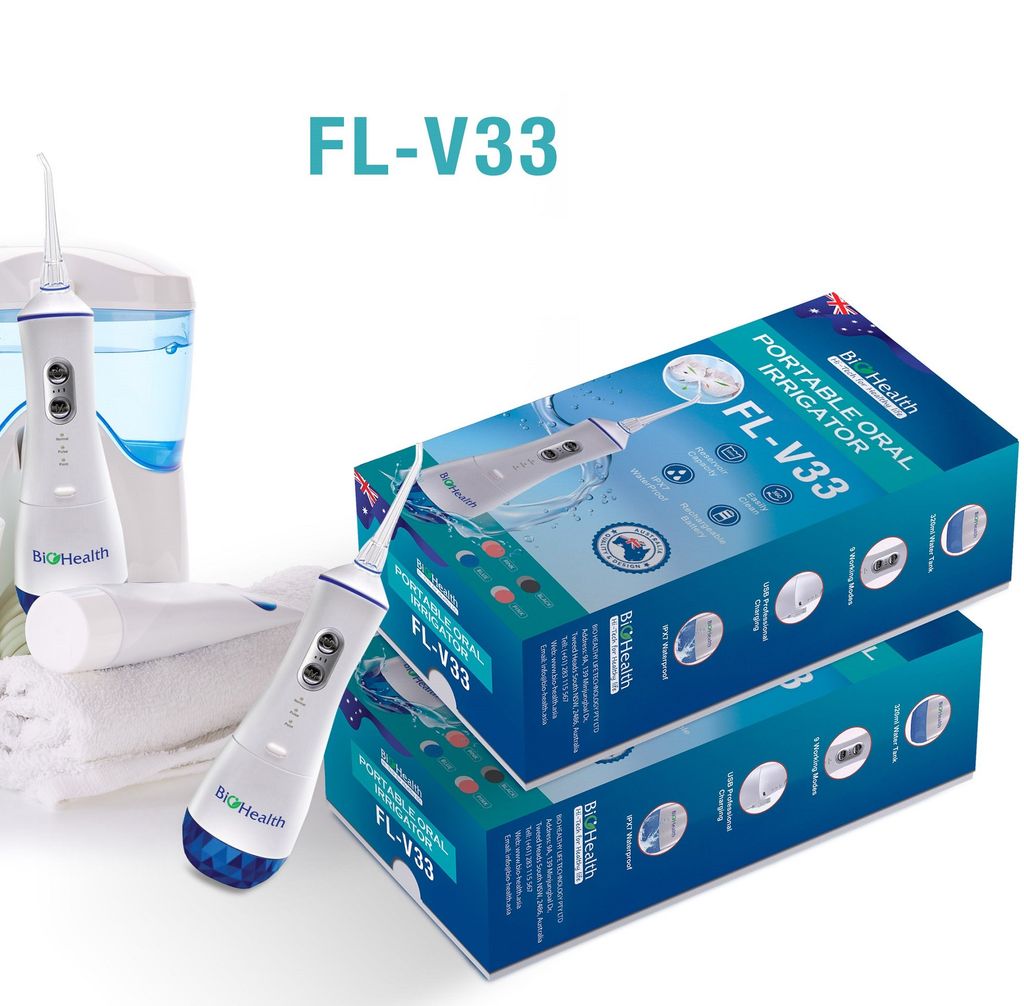 Máy Tăm Nước Cá Nhân Biohealth FL - V33, Tia Nước Mạnh Mẽ, Làm Sạch Kẽ Răng
