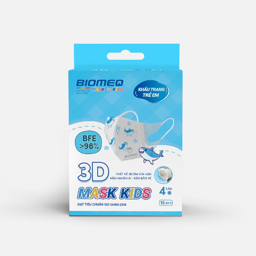Khẩu trang BIOMEQ 3D KIDS HỘP 15 CÁI