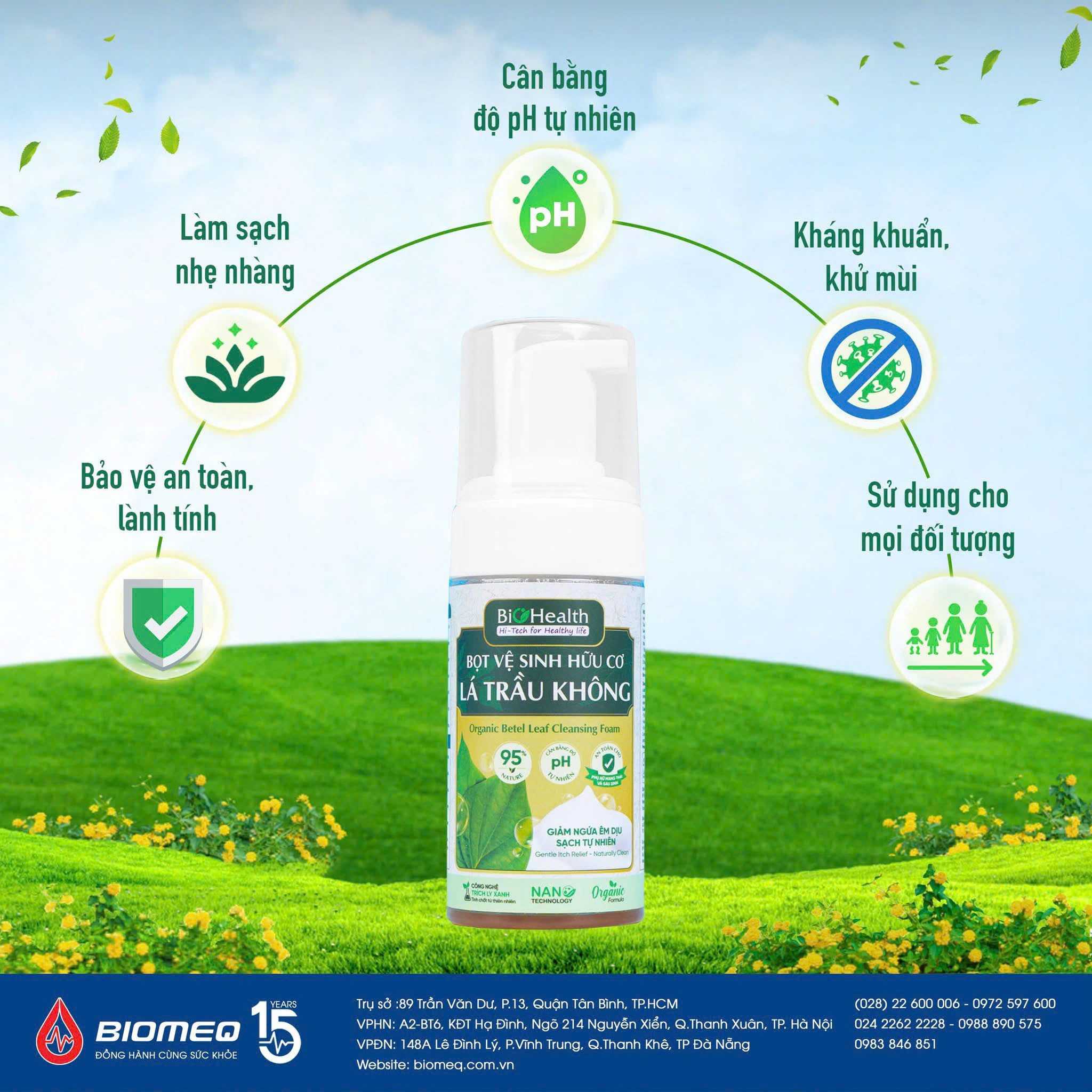 Bọt Vệ Sinh Hữu Cơ Lá Trầu Không BioHealth 100ml