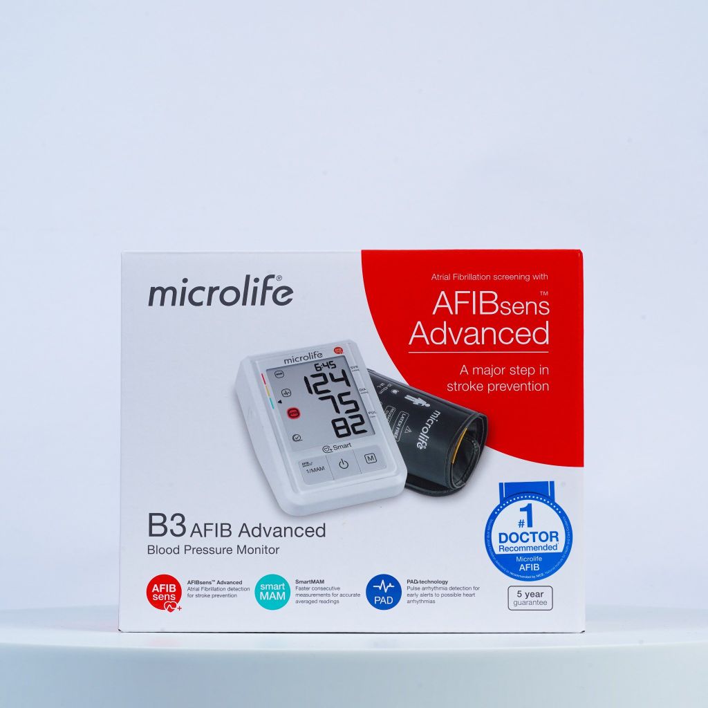 Máy Đo Huyết Áp Bắp Tay Microlife B3 AFIB ADVANCED ( NÂNG CẤP ) Cảnh Báo Rung Nhĩ - Phòng Đột Quỵ Chỉ Trong 1 Lần Đo