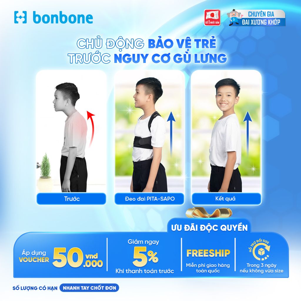 Đai Chống Gù Lưng PITA SAPO POSTURE bonbone Nhật Bản