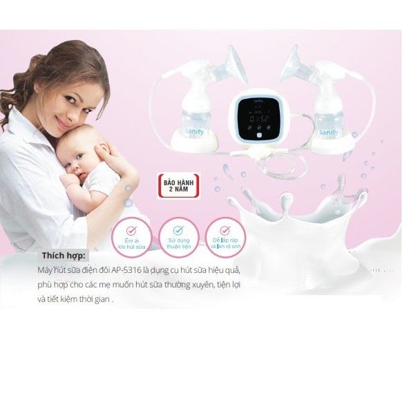 Máy Hút Sữa Điện Đôi Sanity AP-5316, Kích Sữa và Hút Sữa Hiệu Quả