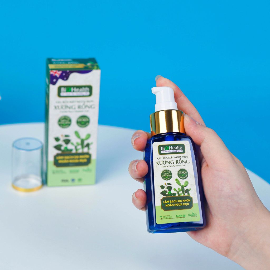 Gel Rửa Mặt Ngừa Mụn Xương Rồng BioHealth, Làm Sạch Da Nhờn, Ngăn Ngừa Mụn, Phục Hồi Tổn Thương Do Mụn 100ml