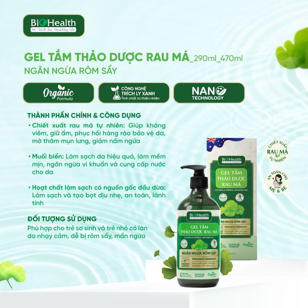 Gel Tắm Thảo Dược Rau Má Biohealth Ngăn Ngừa Rôm Sẩy - Biomeq Shop