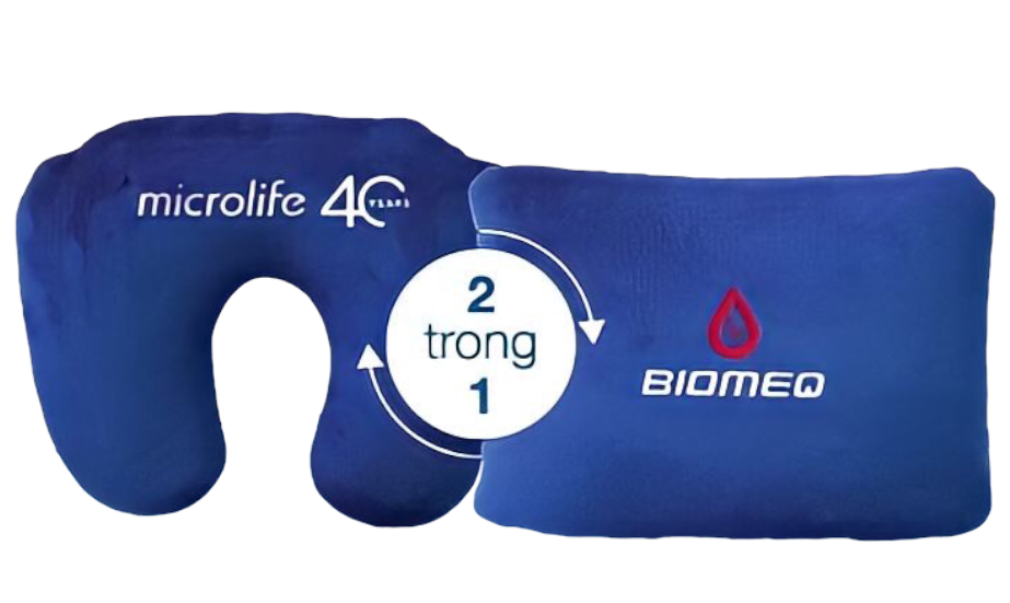 (Gift) Bộ quà Microlife 850k gồm: 1 Nón bảo hiểm Microlife 500.000đ, 1 Áo mưa Microlife 200k, 1 Gối đa năng Microlife 150k
