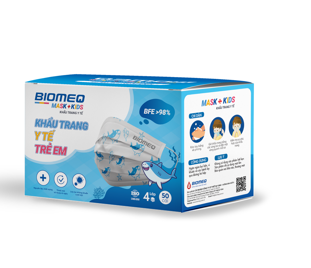 Khẩu trang BIOMEQ MASK+ KIDS HỘP 50 CÁI