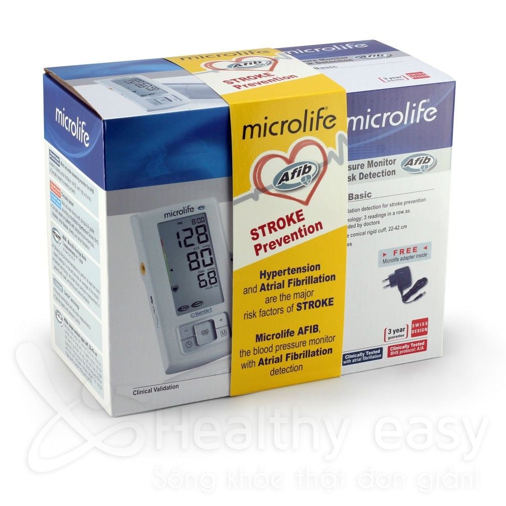 Máy Đo Huyết Áp Bắp Tay Microlife A6 BASIC, Cảnh Báo Rung Nhĩ, Phòng Ngừa Đột Quỵ