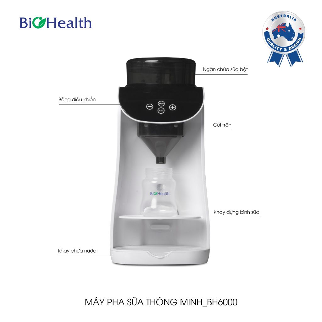 Máy Pha Sữa Bột Tự Động Biohealth BH6000 Pha Sữa Bột Nhanh Chỉ 10s, Không Vón Cục, Có App Mobile Điều Khiển Từ Xa
