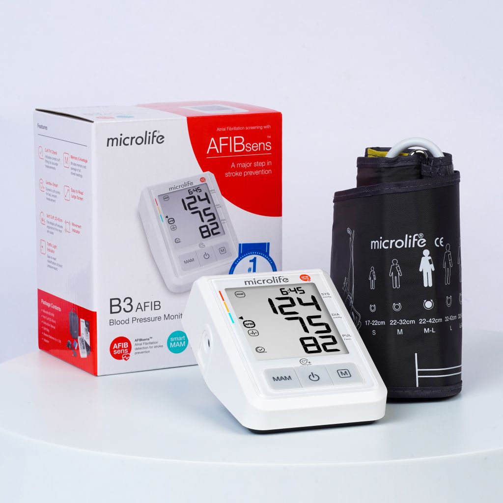 Máy Đo Huyết Áp Bắp Tay Microlife B3 AFIB , Cảnh Báo Rung Nhĩ - Phòng Đột Quỵ