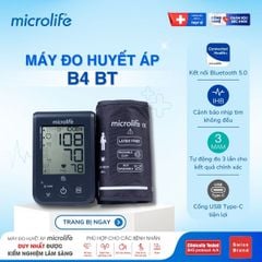 Máy Đo Huyết Áp Điện Tử Bắp Tay Microlife B4 BLUETOOTH (BT) Kết Nối BlueTooth, Tự Động Cập Nhật Dữ Liệu Lên Ứng Dụng Microlife Connected Health+