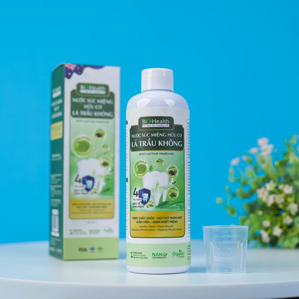 Nước Súc Miệng Hữu Cơ Lá Trầu Không BioHealth, Giảm Viêm, Giảm Nhiệt Miệng 250ml