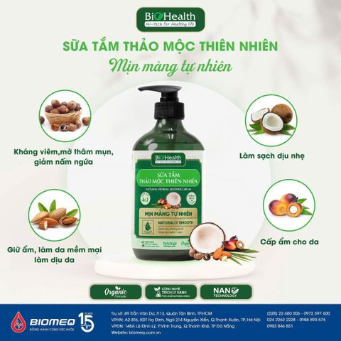 Sữa Tắm Thảo Mộc Thiên Nhiên Biohealth Làm Mịn Màng Da Khô, Giảm Mụn Lưng 470ml
