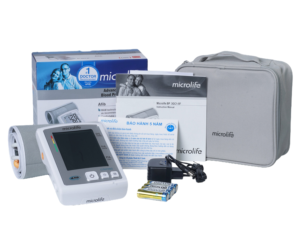 Máy Đo Huyết Áp Điện Tử Bắp Tay Microlffe A5 (BP 3GC-5F) - Công Nghệ AFIB Cảnh Báo Rung Nhĩ, Phòng Đột Quỵ