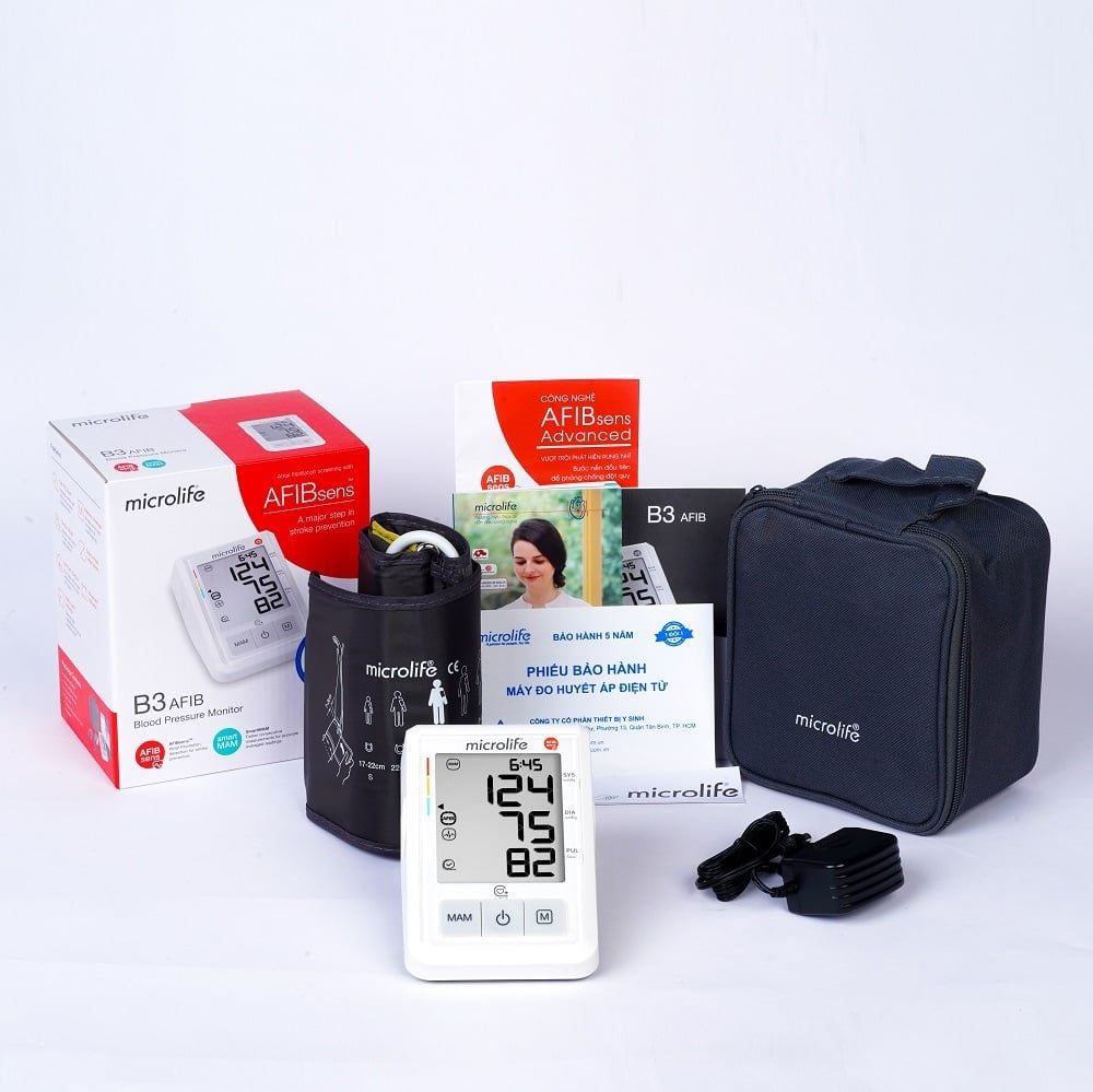 Máy Đo Huyết Áp Bắp Tay Microlife B3 AFIB , Cảnh Báo Rung Nhĩ - Phòng Đột Quỵ