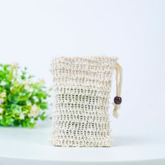 Túi Sợi  Dây Đay Tự Phân Hủy, Túi Đựng Xà Phòng Tạo Bọt Có Dây Rút Thành Phần Sợi Thiên Nhiên Hạt Gỗ 9*14cm