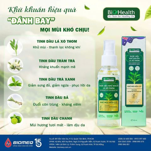 (Gift) Dung Dịch Khử Khuẩn Lá Xô Thơm Khử Mùi Hữu Cơ BioHealth 100ml trị giá 140.000đ