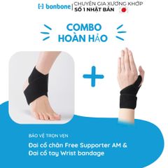 Combo Đai Cổ Chân Free Supporter AM và Đai Cổ Tay Wrist Bandage bonbone Nhật Bản, Bảo Vệ Cổ Chân và Cổ Tay Khi Vận Động