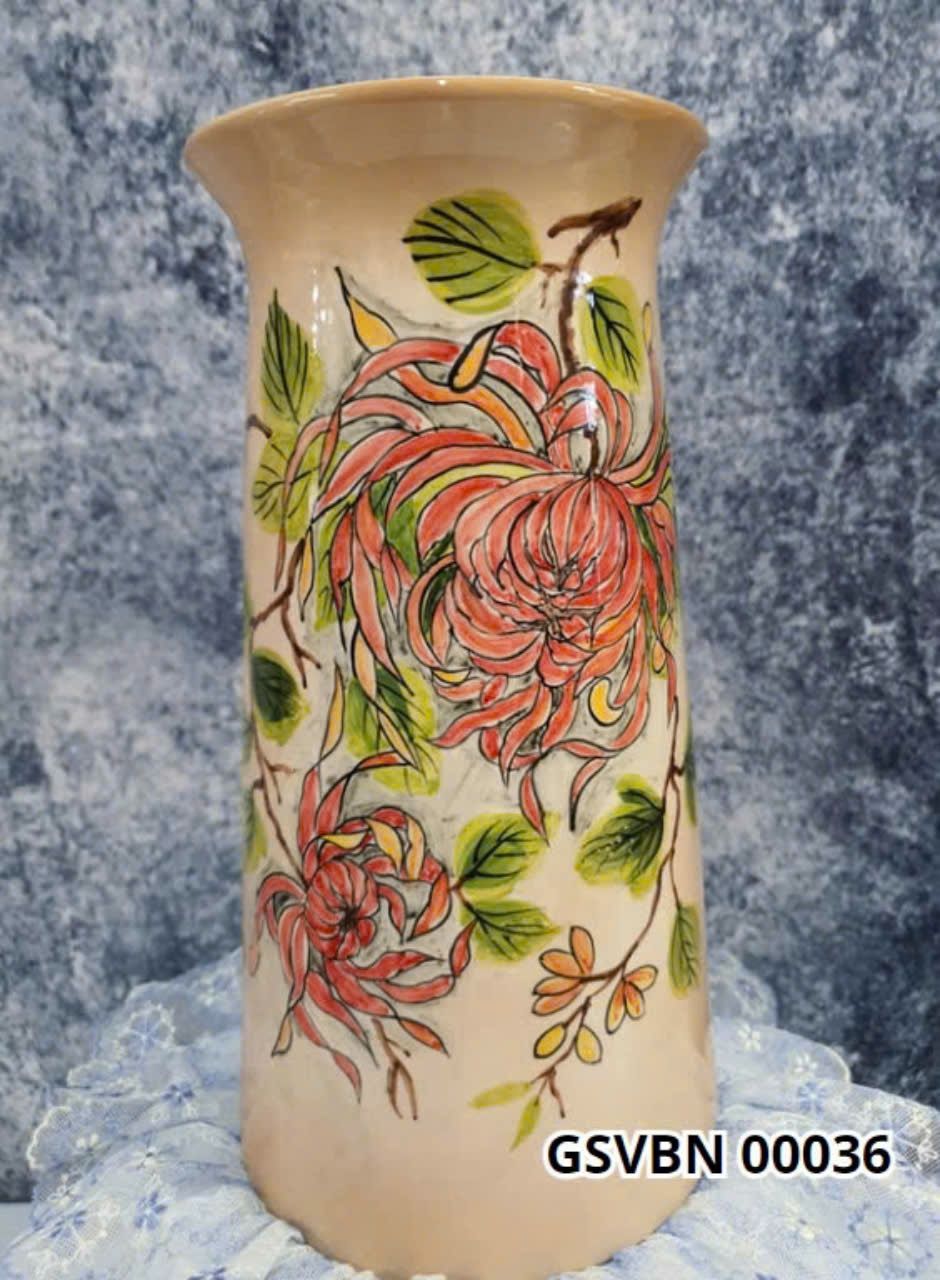  HU 674 DÁNG ỐNG VẼ HOA CÚC ĐỎ 