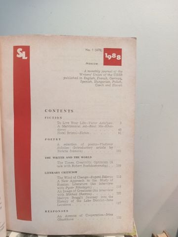  Soviet Literature, 1988 No. 1 