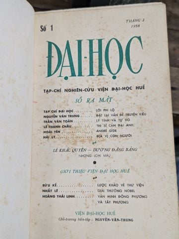  TẠP CHÍ ĐẠI HỌC - CHỦ TRƯƠNG NGUYỄN VĂN TRUNG ( 2 CUỐN ĐÓNG BÌA XƯA TỪ SỐ 1 - 9 , CÓ 1 SỐ ĐÔI 4,5 ) 