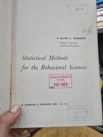  STATISTICAL METHODS FOR THE BEHAVIORAL SCIENCES - ALLEN L. EDWARDS 