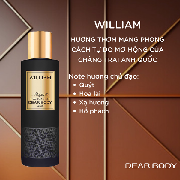  Xịt Thơm Toàn Thân William Fragrance Body Mist 270ml 