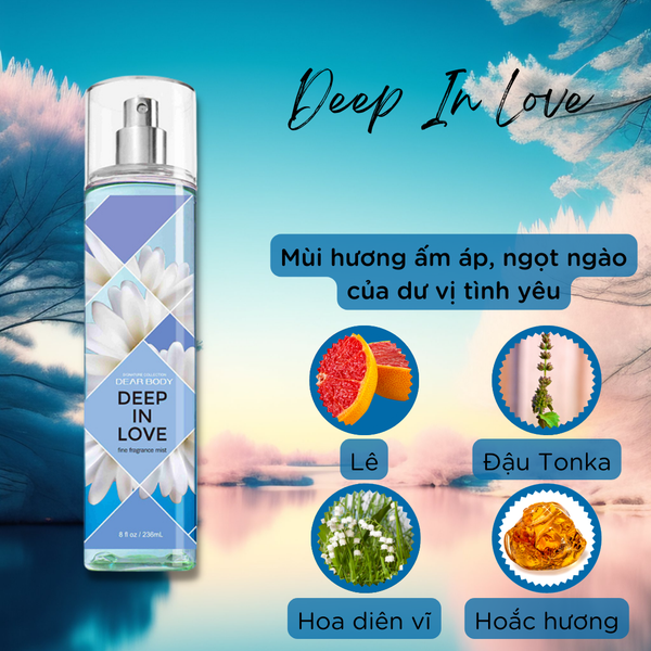  Xịt Thơm Toàn Thân Deep In Love Fine Fragance Body Mist 236ml 