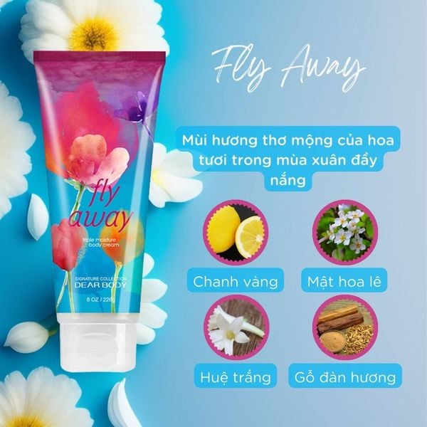  Kem Dưỡng Thể Nước Hoa Fly Away Body Cream - Thơm Lâu Mềm Mịn Da 226g 