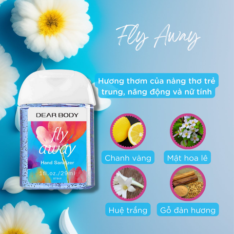  Gel Rửa Tay Khô Nước Hoa Fly Away Hand Sanitizer 29ml 