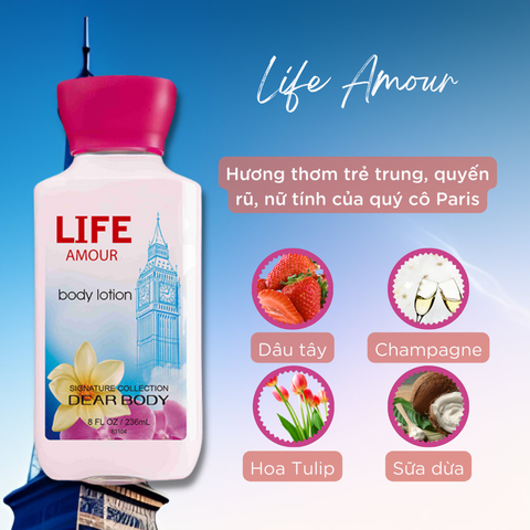  Sữa Dưỡng Thể Nước Hoa Life Amour Body Lotion - Thơm Lâu Mềm Mịn Da 236ml 