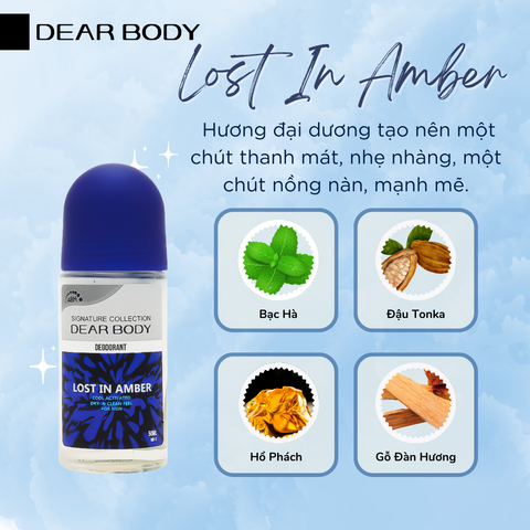  Lăn Khử Mùi Lost In Amber For Men Deodorant Roll On Glass - Bảo Vệ 48h Cho Nam 50ml 