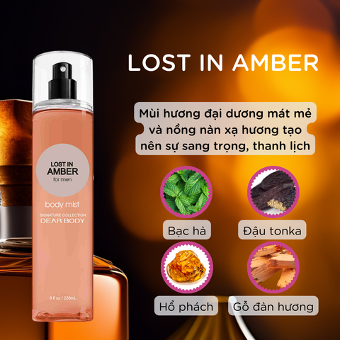  Xịt Thơm Toàn Thân Cho Nam Lost In Amber For Men Fine Fragrane Body Mist 236ml 