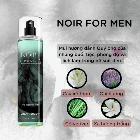  Xịt Thơm Toàn Thân Cho Nam Noir For Men Fine Fragrane Body Mist 236ml 