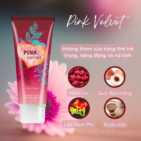  Kem Dưỡng Thể Nước Hoa Pink Velvet Body Cream - Thơm Lâu Mềm Mịn Da 226g 