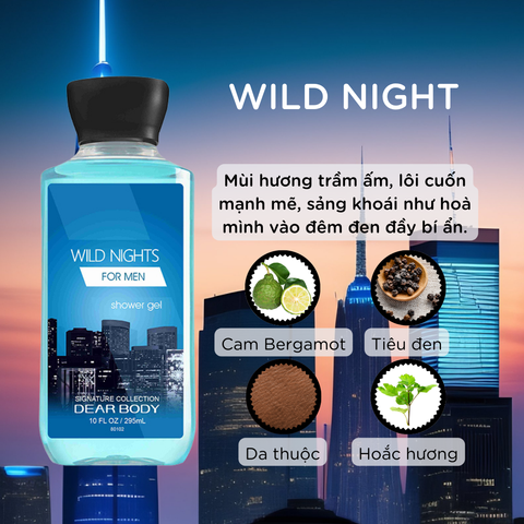  Dầu Tắm Gội Cho Nam Wild Nights For Men Shower Gel 295ml 